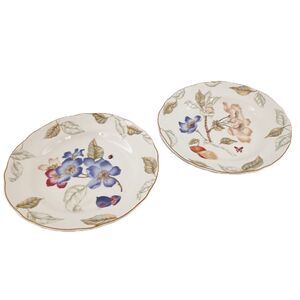 Lot of 2 Charter Club Casuals Summer Grove Floral Dinner Plate Scalloped Edge 9”